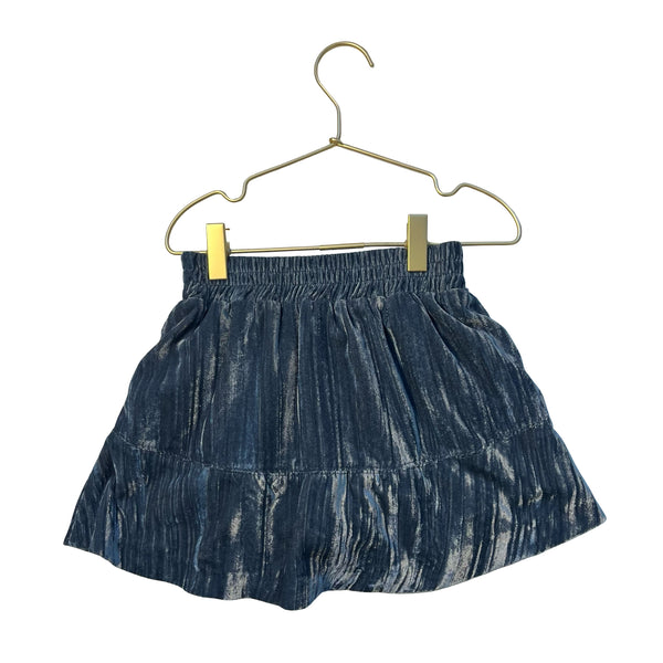 Zara Blue Crushed Velvet Skort Skirt - Size 8