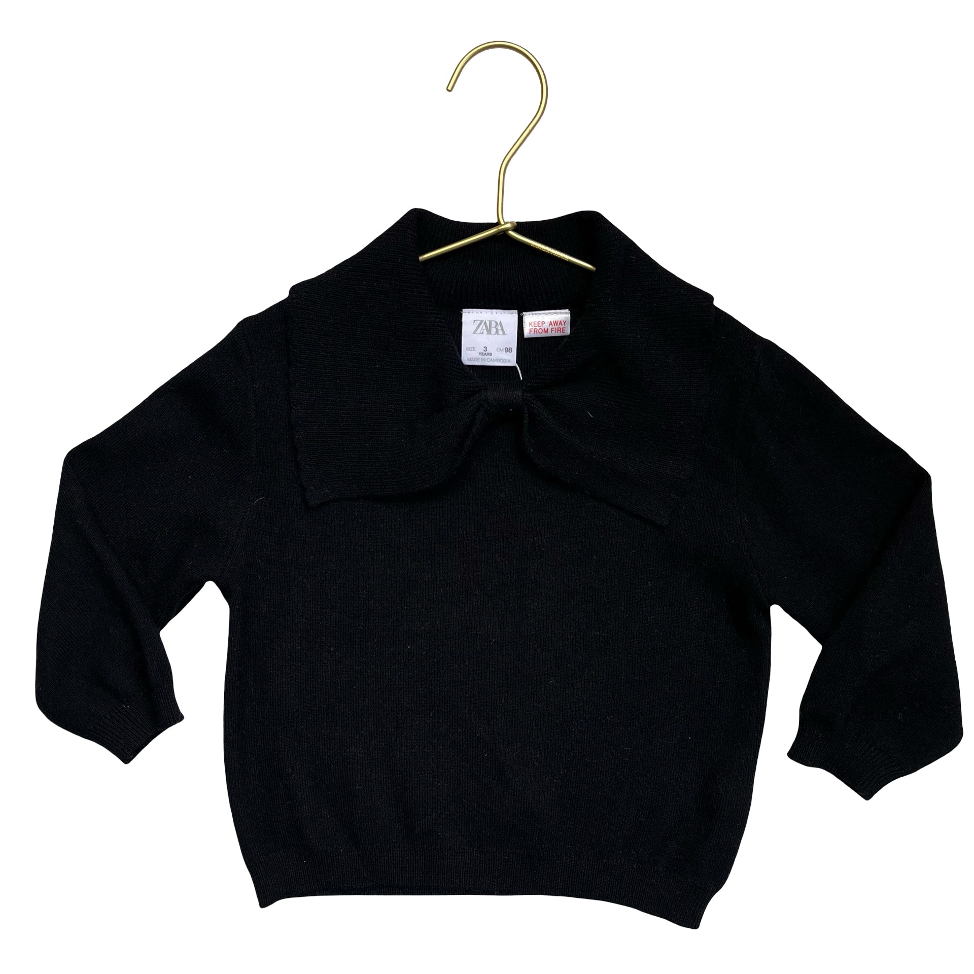 Zara Black Bow Collar Sweater - Size 3
