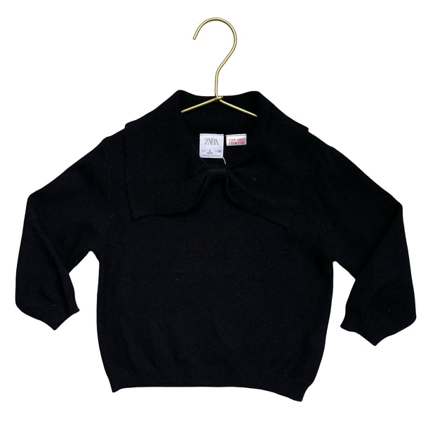 Zara Black Bow Collar Sweater - Size 3