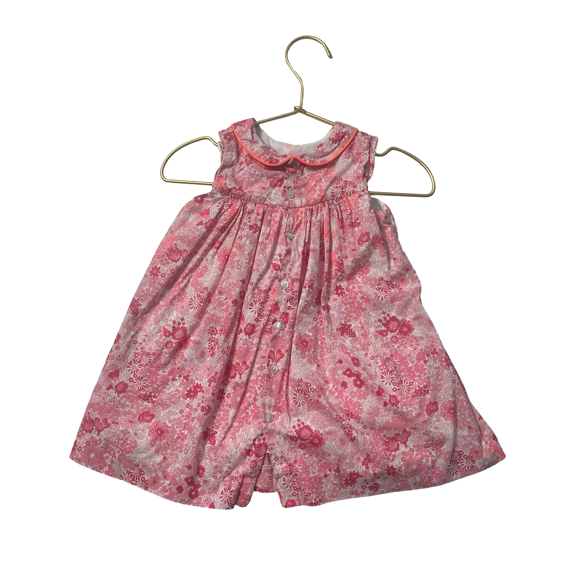 Jacadi Pink & White Floral Sleeveless Dress - Size 18 Mo