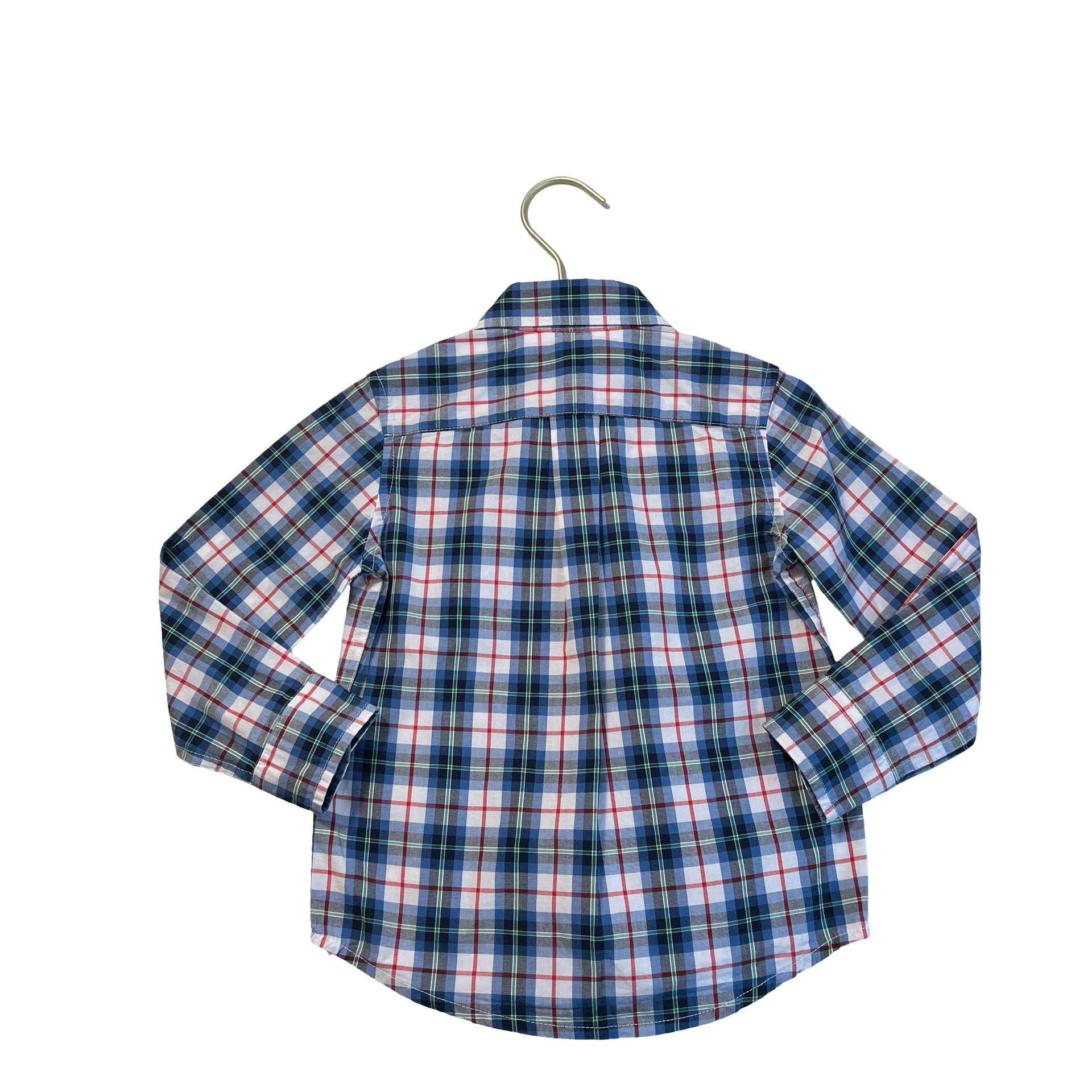 Janie and Jack Blue, White, Green, Red Plaid Button Down Shirt - Size 2T