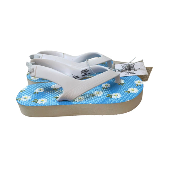 Old Navy Blue & White Daisy Print Sandals with Tags - Size 6