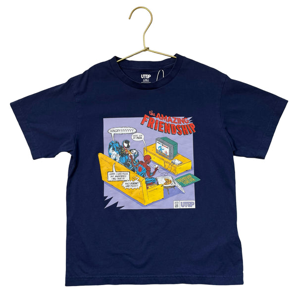Uniqlo x Marvel Navy 'Amazing Friendship' Graphic T-Shirt - Size 7-8