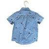 Janie and Jack Blue C heck Embroidered Fish Button Down Shirt - Size 2T
