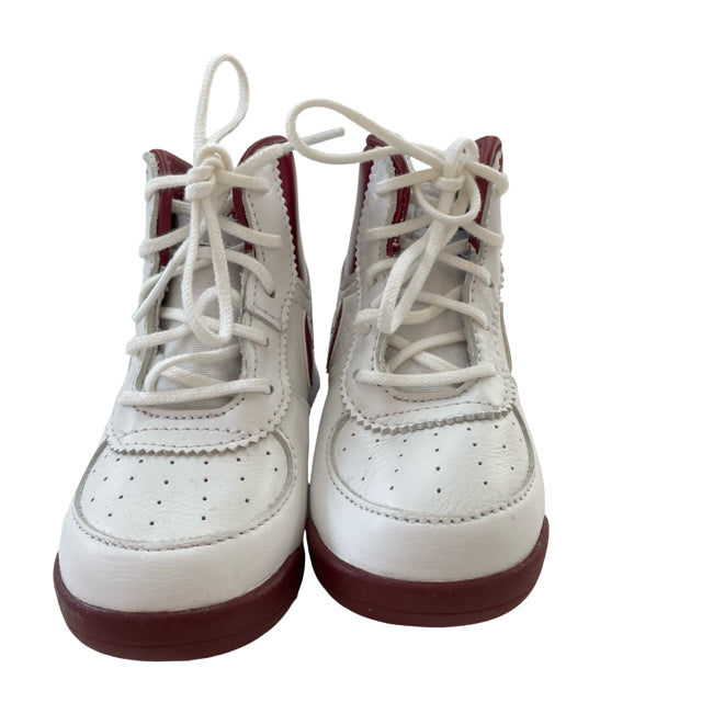 Nike White & Iridescent Burgundy High Top Sneakers - Size 6C