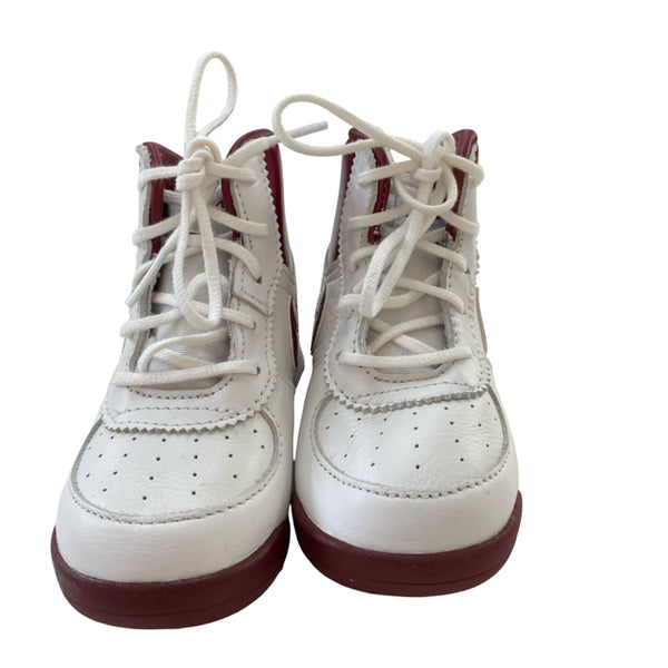 Nike White & Iridescent Burgundy High Top Sneakers - Size 6C