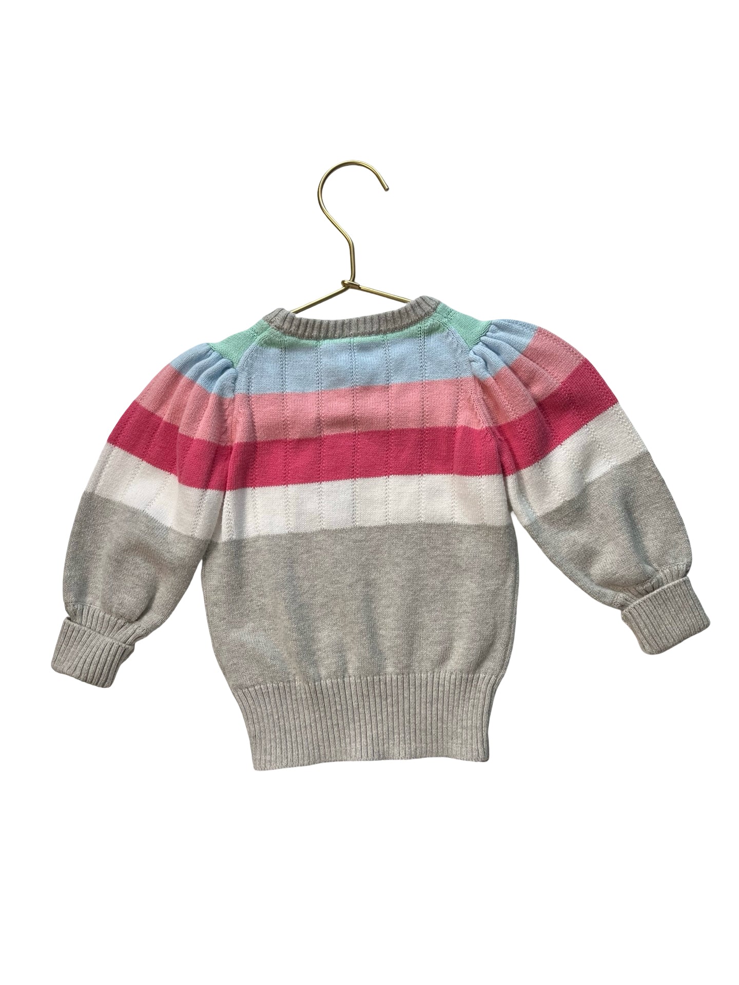 Janie and Jack Gray & Pastel Striped Cotton Sweater - Size 18-24 Mo