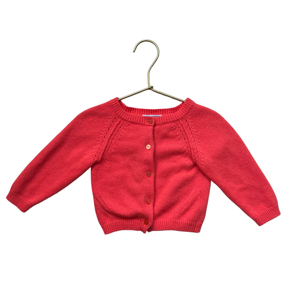 Jacadi Coral 100% Cashmere Cardigan Sweater - Size 12 Mo