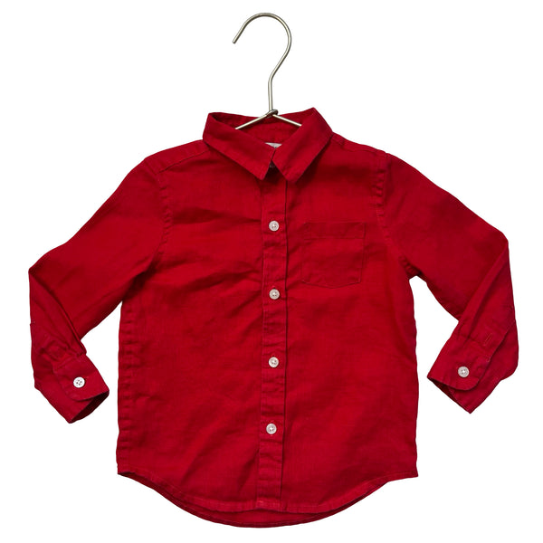 Janie and Jack Red Button Down Shirt - Size 18-24 Mo