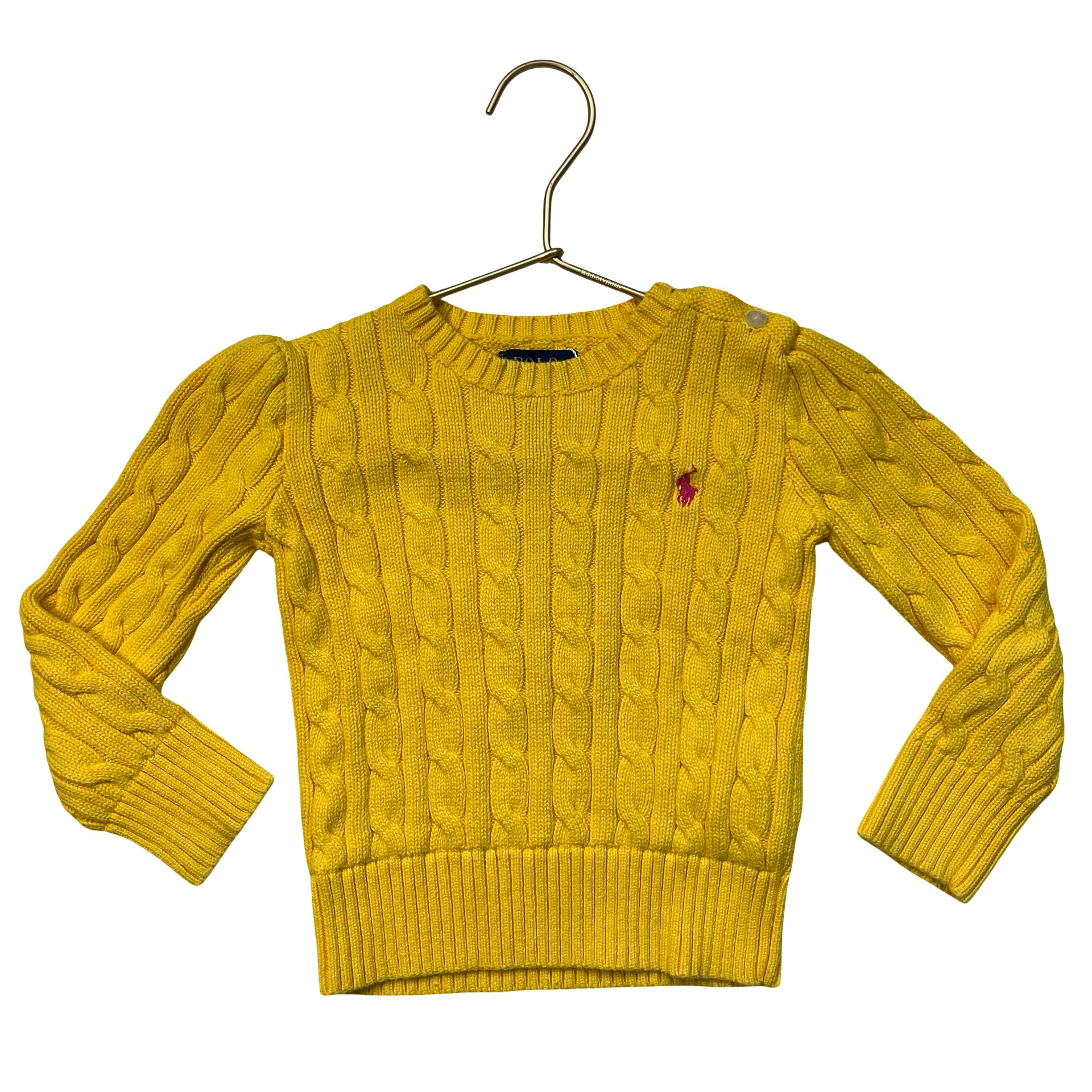 Polo Ralph Lauren Yellow Cotton Cable-Knit Sweater - Size 3