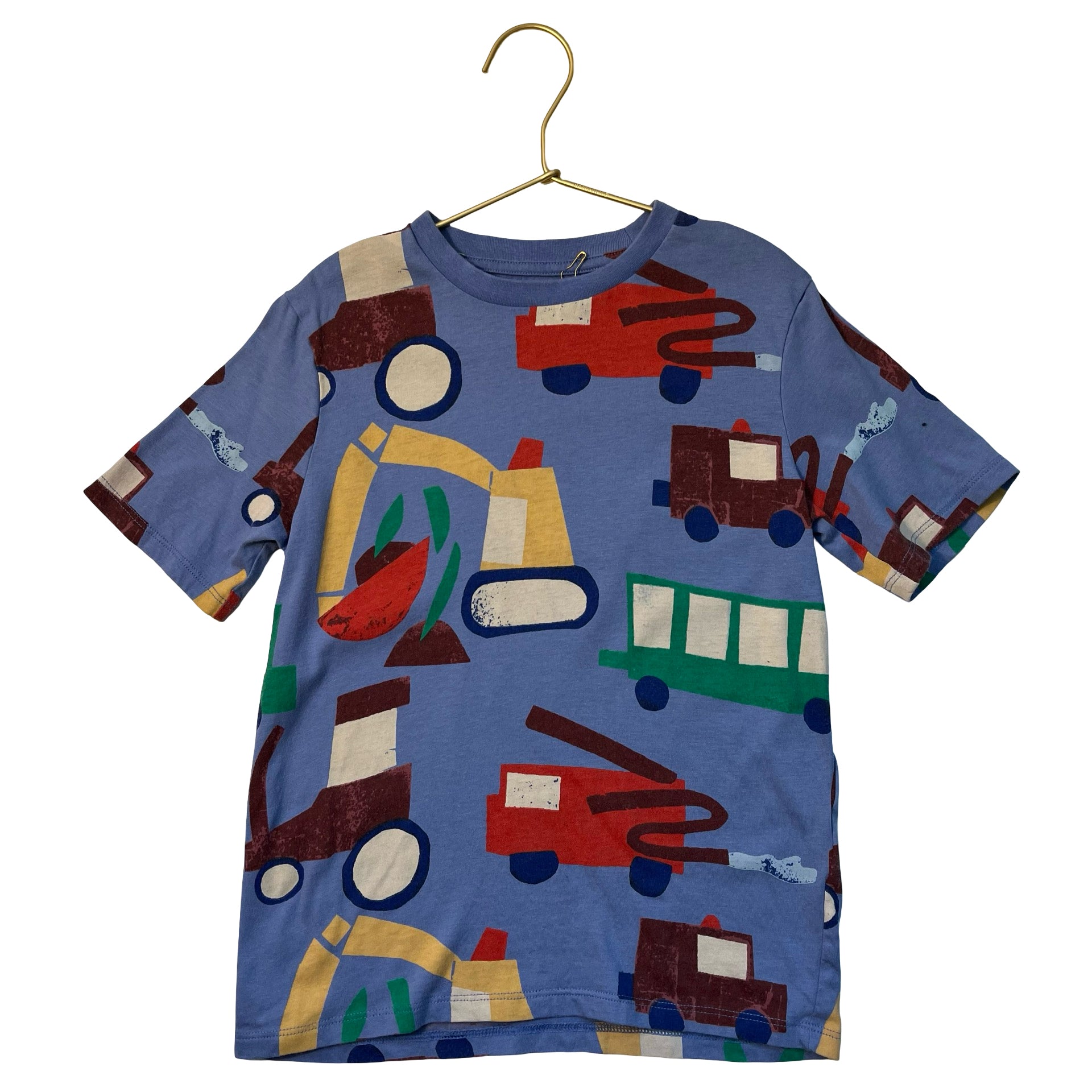 H&M Periwinkle Blue Construction Truck Print T-Shirt - Size 6-7