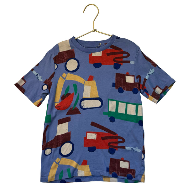 H&M Periwinkle Blue Construction Truck Print T-Shirt - Size 6-7