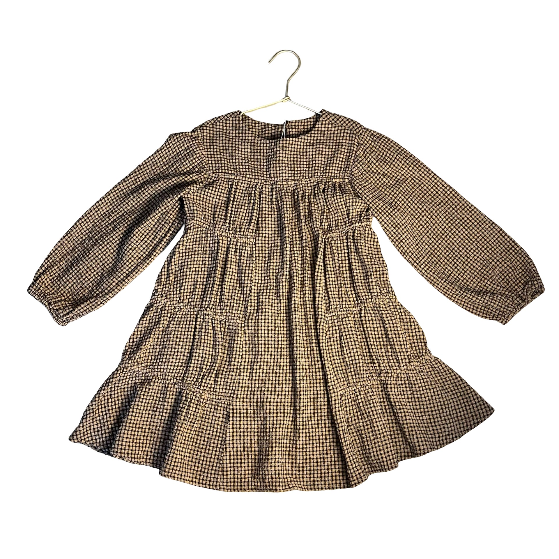Zara Brown & Black Check Dress - Size 8-9