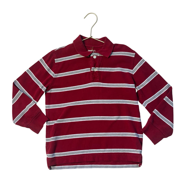 Gap Kids Red & Gray Striped Polo Shirt - Size S 6-7