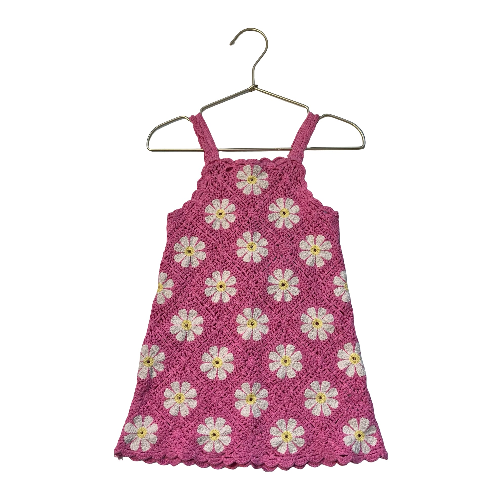 Zara Pink Crochet Daisy Dress - Size 3-4