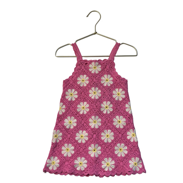 Zara Pink Crochet Daisy Dress - Size 3-4