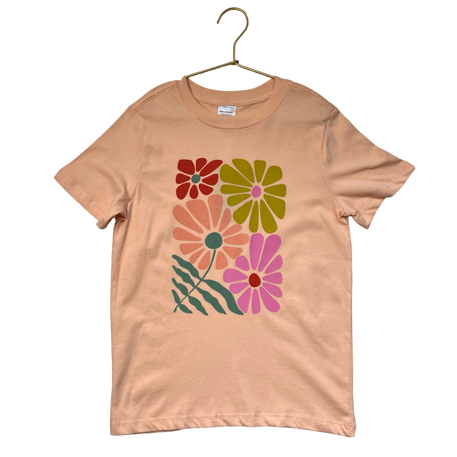 Hanna Andersson Peach Flower Graphic T-Shirt - Size 8
