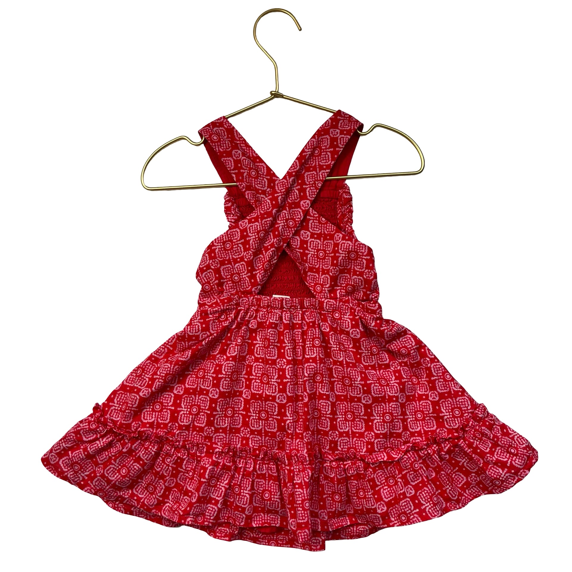 Crewcuts Red & Pink Flower Print Dress - Size 2