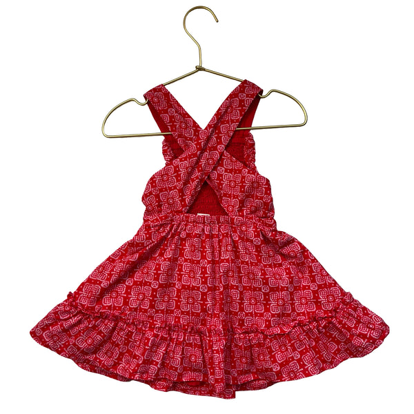 Crewcuts Red & Pink Flower Print Dress - Size 2