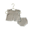 Rylee & Cru Ivory & Tan Striped Cotton Knit Top & Bubble Shorts Set - 6-12 Mo