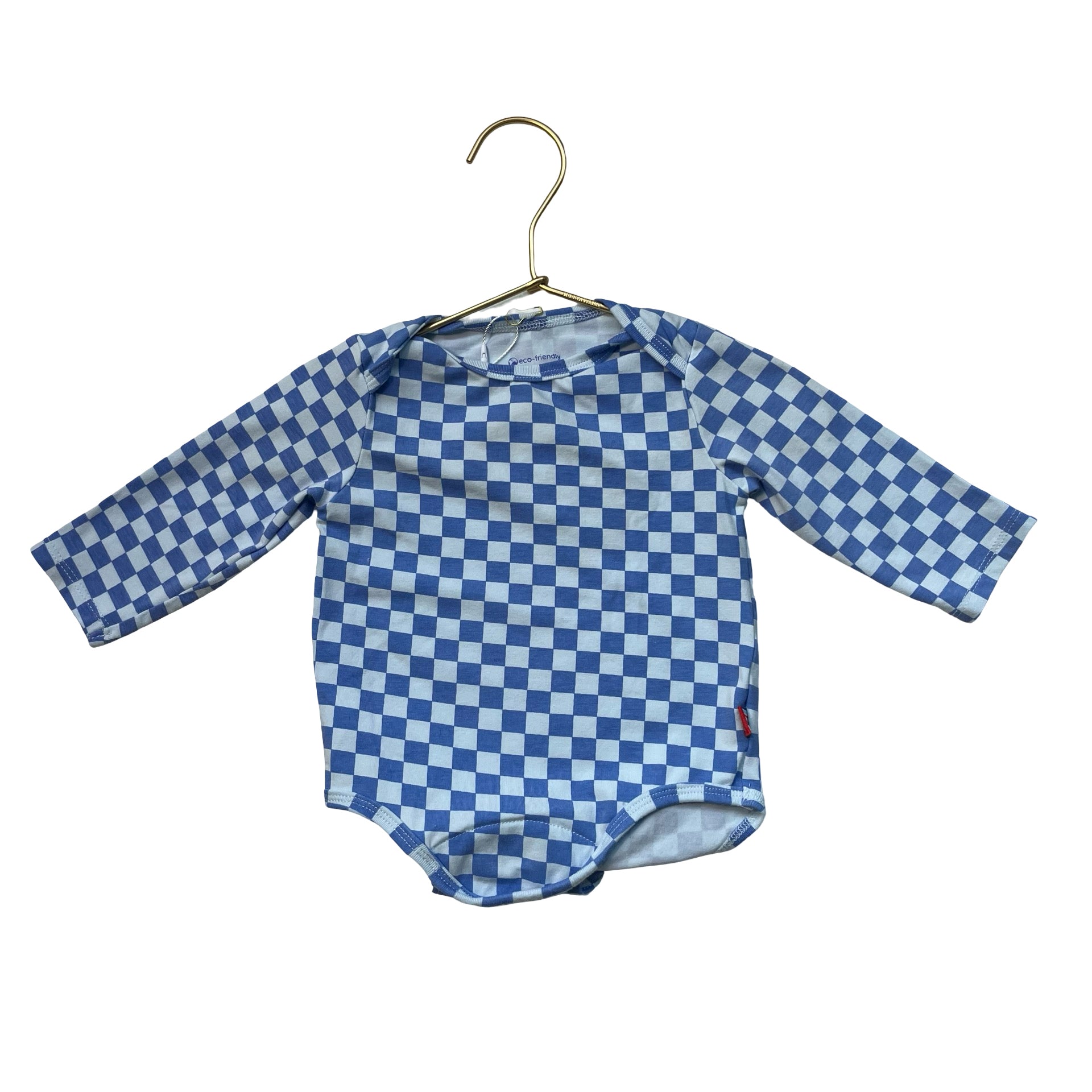 Magnetic Me Blue Check Onesie Bodysuit - Size 3-6 Mo