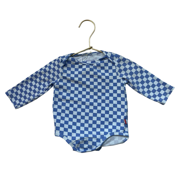 Magnetic Me Blue Check Onesie Bodysuit - Size 3-6 Mo
