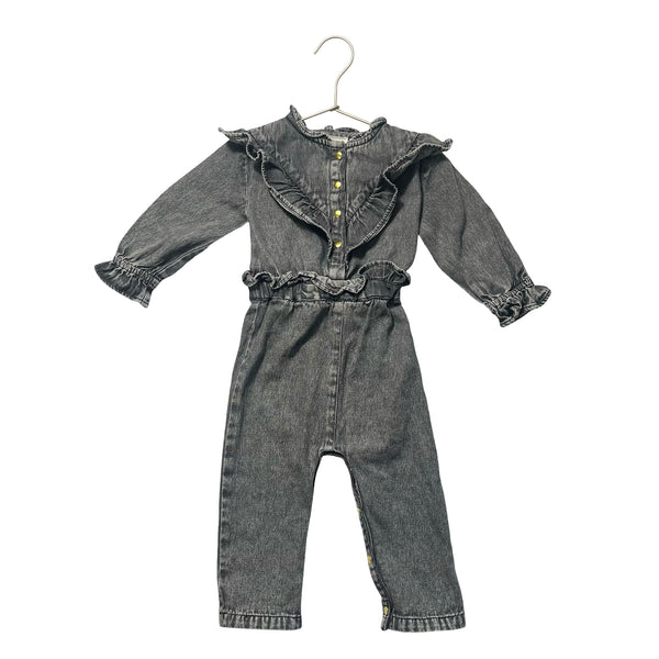 Louis Louise Dark Gray Denim Jumpsuit - Size 18 Mo