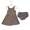 Ralph Lauren Navy, Ivory, Red, Yellow, Green Striped Dress & Bloomers - 24 Mo