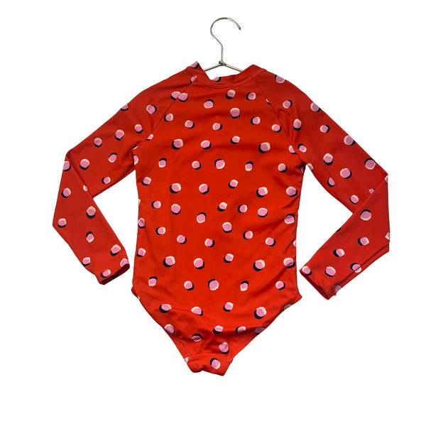 Hanna Andersson Cherry Red Dot Print Swim Suit - Size 6-7
