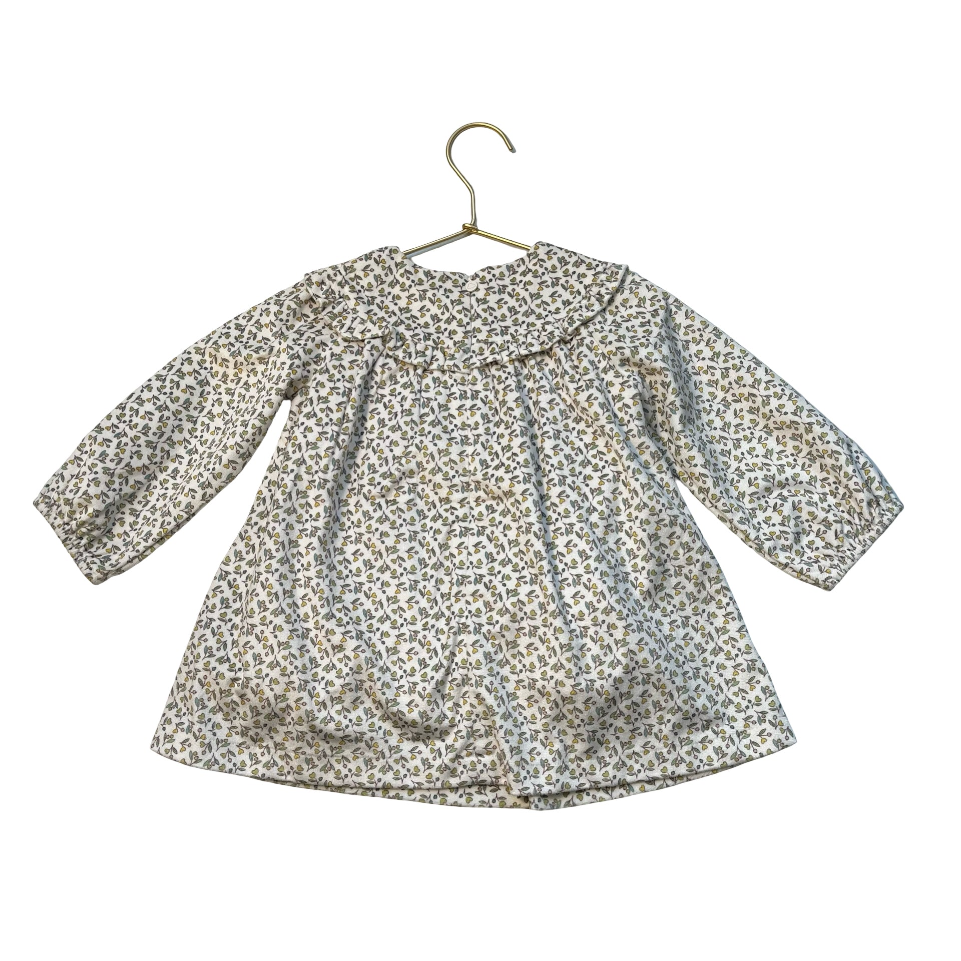 Mayoral Ivory & Green Floral Velour Dress - Size 18 Mo