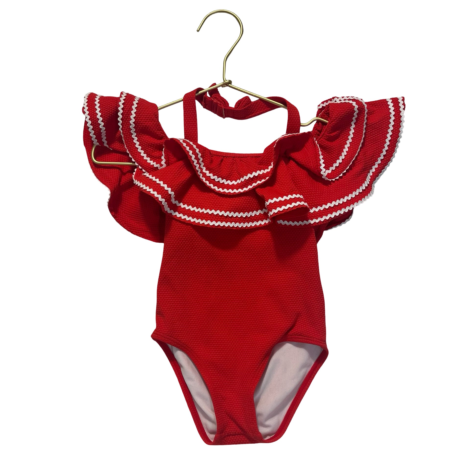 Janie and Jack Red Swim Suit, White Trim - Size 3
