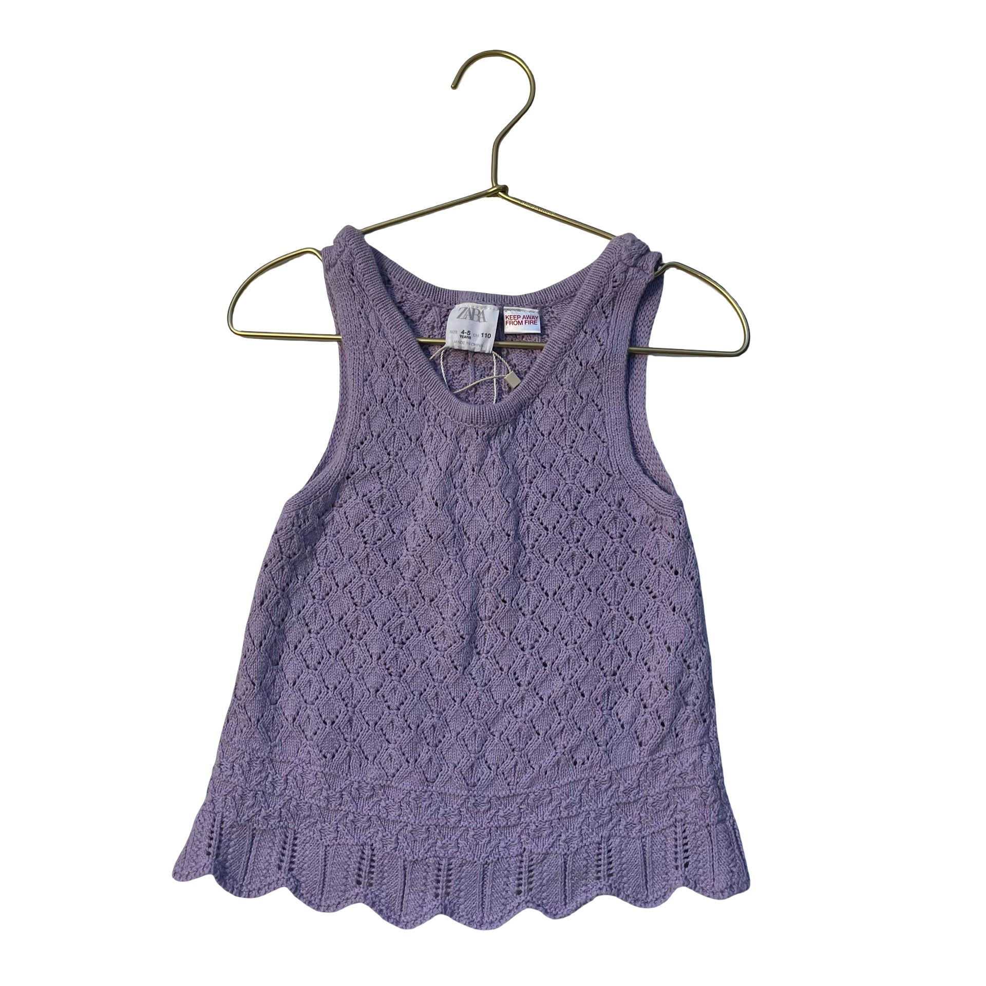 Zara Lavender Cotton Crochet Tank Top - Size 4-5