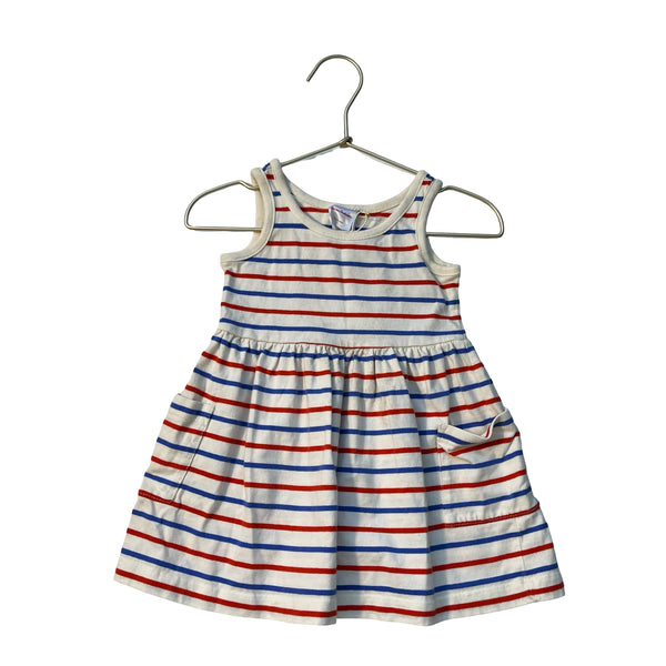 Hanna Andersson Ivory, Red, Blue Striped Dress - Size 2T