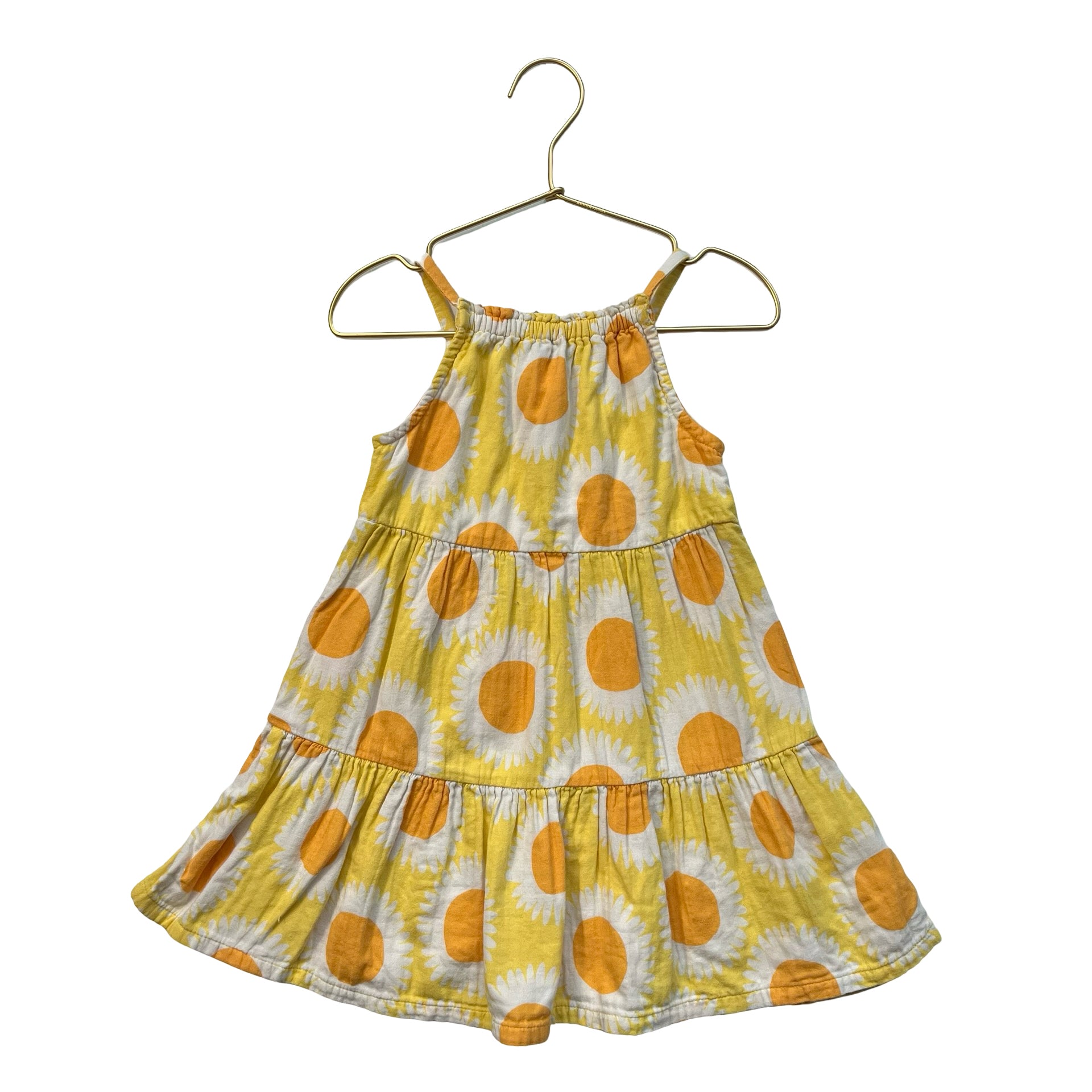 Hanna Andersson Yellow, Ivory & Orange Sunflower Sleeveless Dress - Size 3