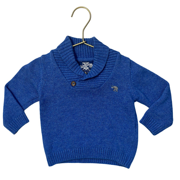 Thomas Brown Blue Shawl-Neck Sweater - Size 12-18 Mo