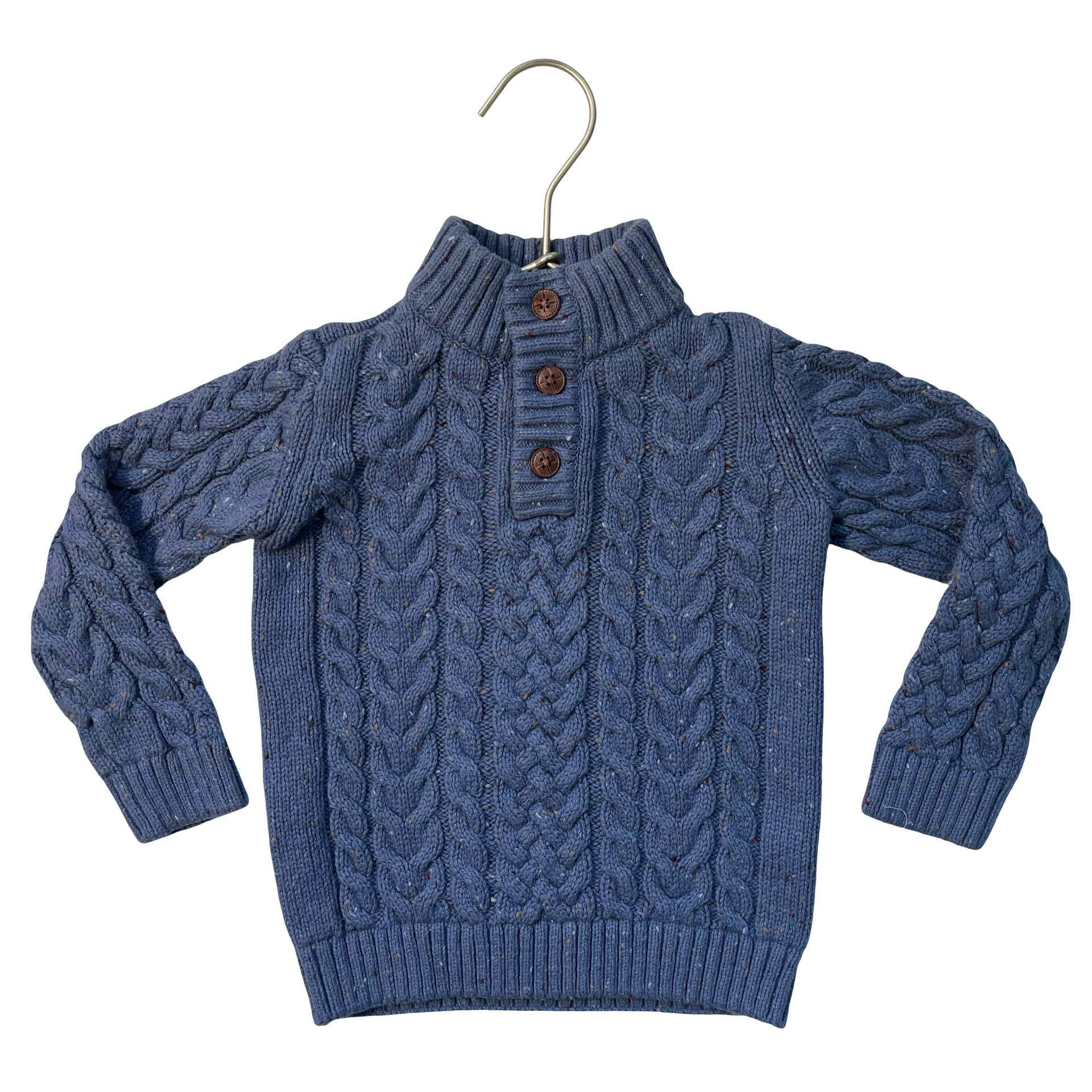 Gymboree Blue Speckled Cable Knit Quarter-Button Sweater - Size 3T