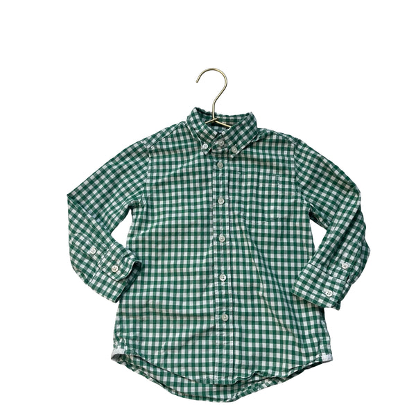 Crewcuts Green Check Button Down Shirt - Size 3