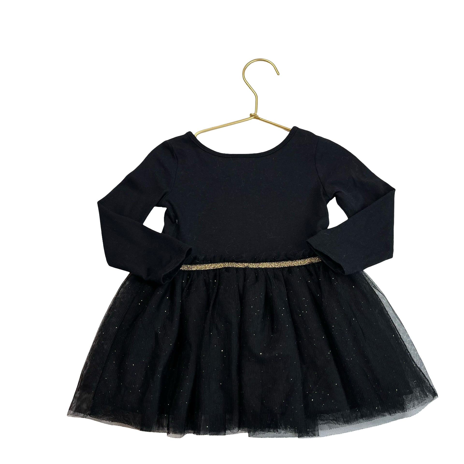Children's Place Black & Gold Glitter Cat Tulle Skirt Dress - Size 12-18 Mo