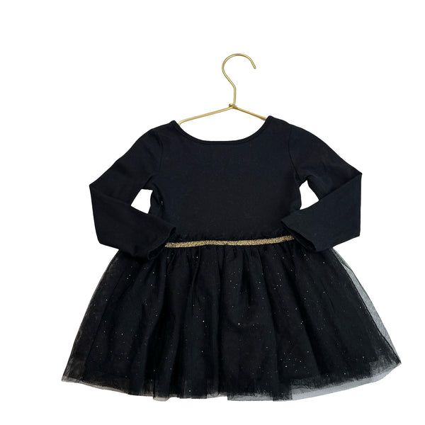 Children's Place Black & Gold Glitter Cat Tulle Skirt Dress - Size 12-18 Mo
