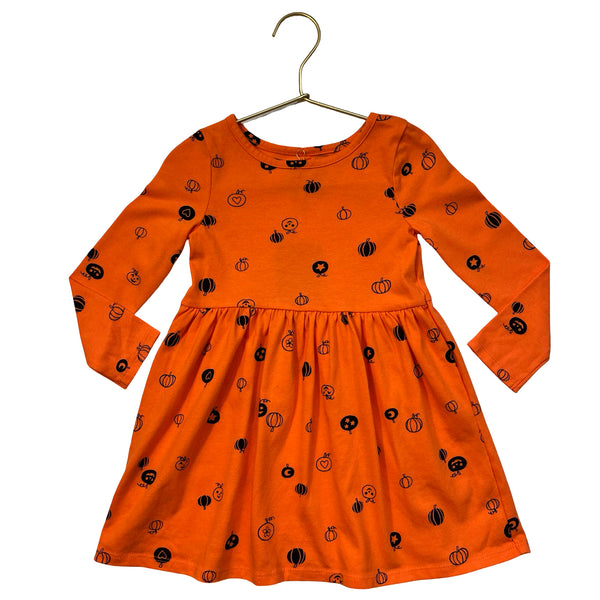 Cat & Jack Orange Pumpkin Print Dress - Size 3T