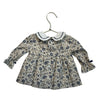 La Coqueta Tan & Navy Floral Blouse - Size 6 Mo