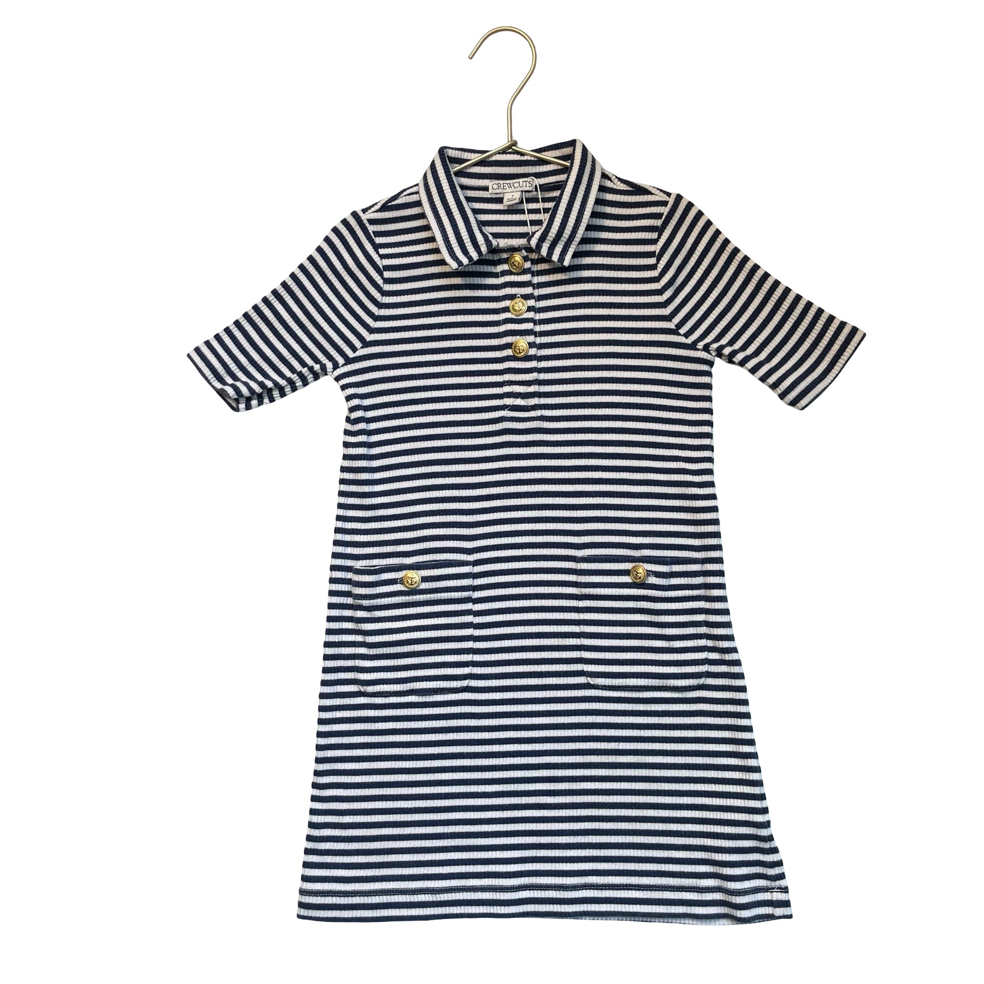 Crewcuts Navy & White Striped Ribbed Dress - Size 7
