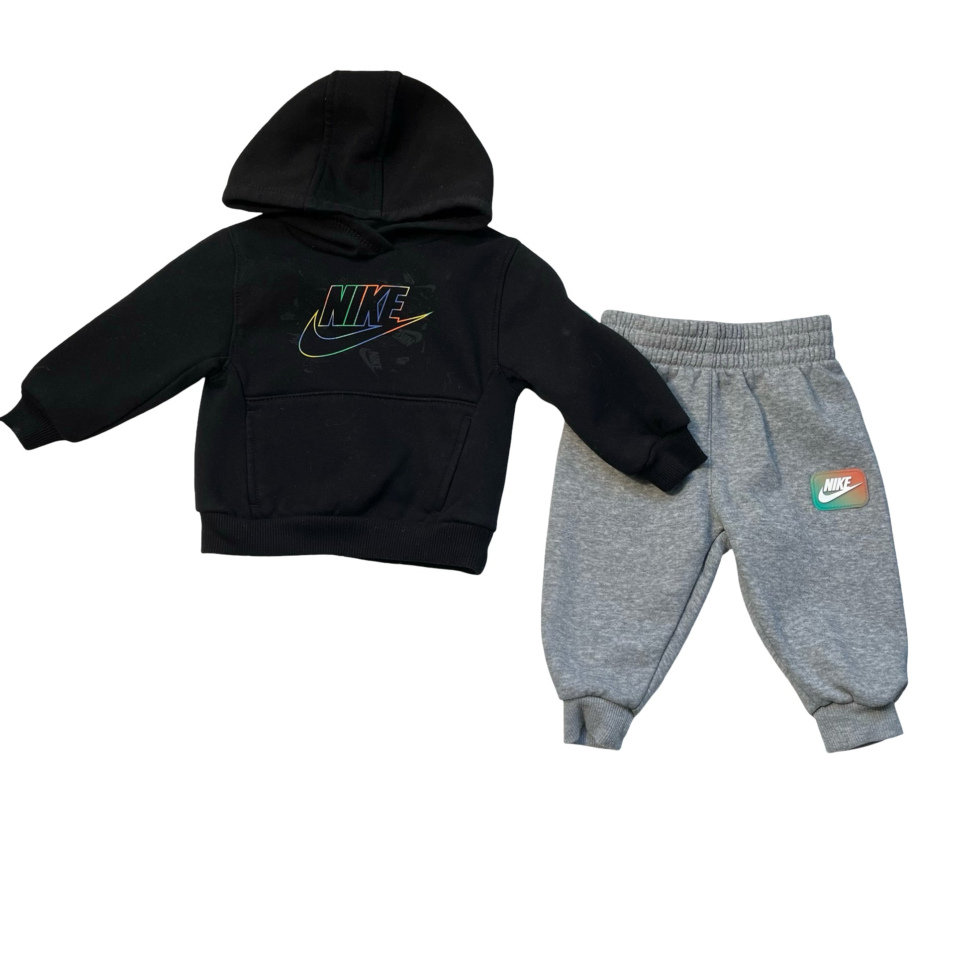 Nike Black & Gray Logo Joggers & Hoodie Set - Size12 Mo