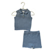 Ralph Lauren Blue Cotton Cable Knit Polo Sweater & Shorts Set - Size 12 Mo