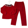 Jacadi Red Velour Pants & Top, White & Plaid Collar - Size 8