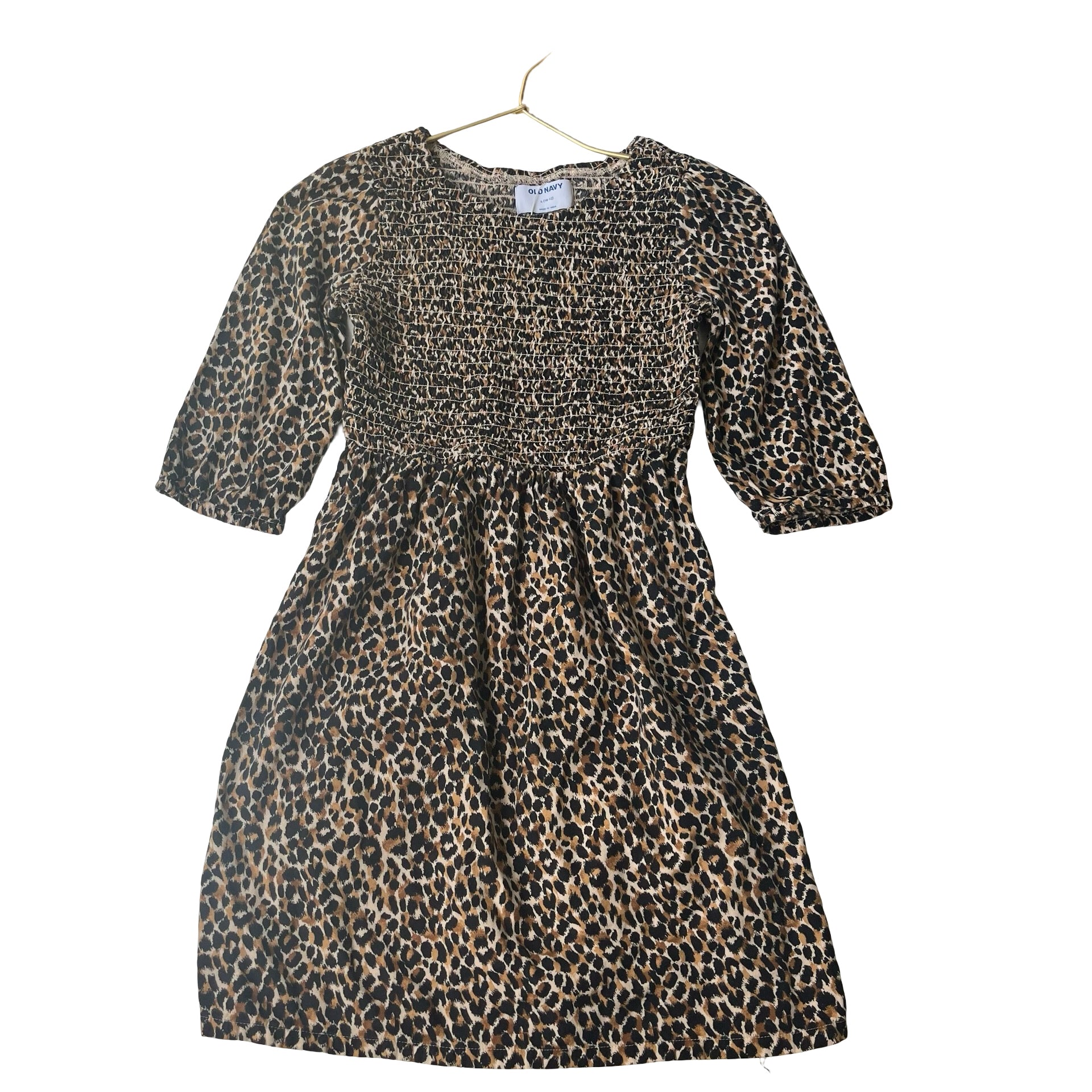 Old Navy Leopard Print Smocked Dress - Size L 10-12