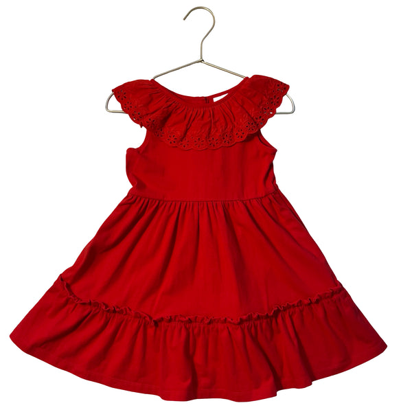 Janie and Jack Red Eyelet Trim Dress - Size 3