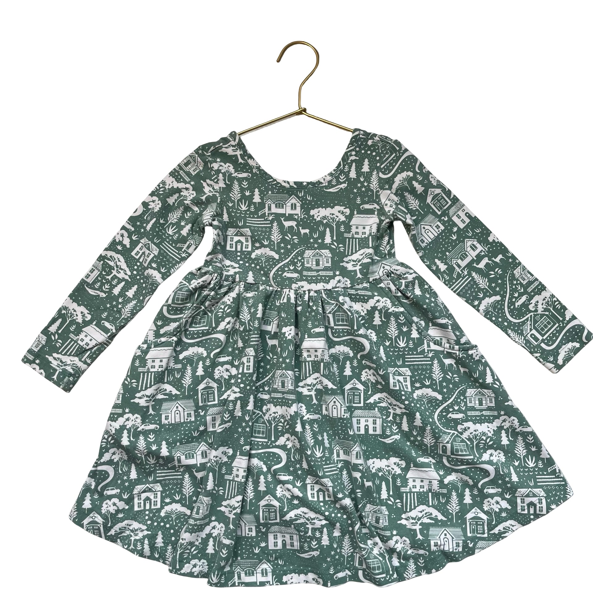 Hanna Andersson Mint Green Village Print Dress - Size 3T