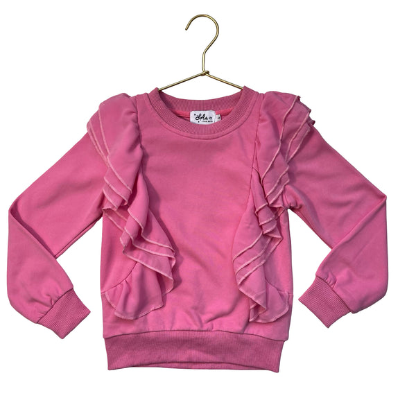 Lola & The Boys Pink Ruffle Sweatshirt - Size 4