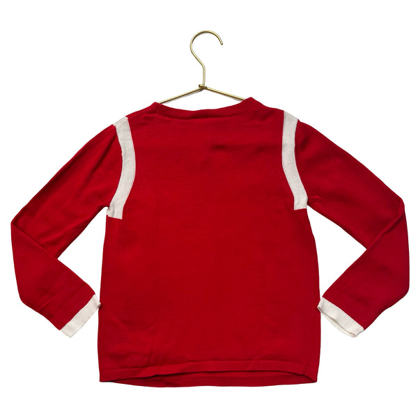 Jacadi Red Cotton Girl & Dogs on Bicycle Sweater - Size 6A